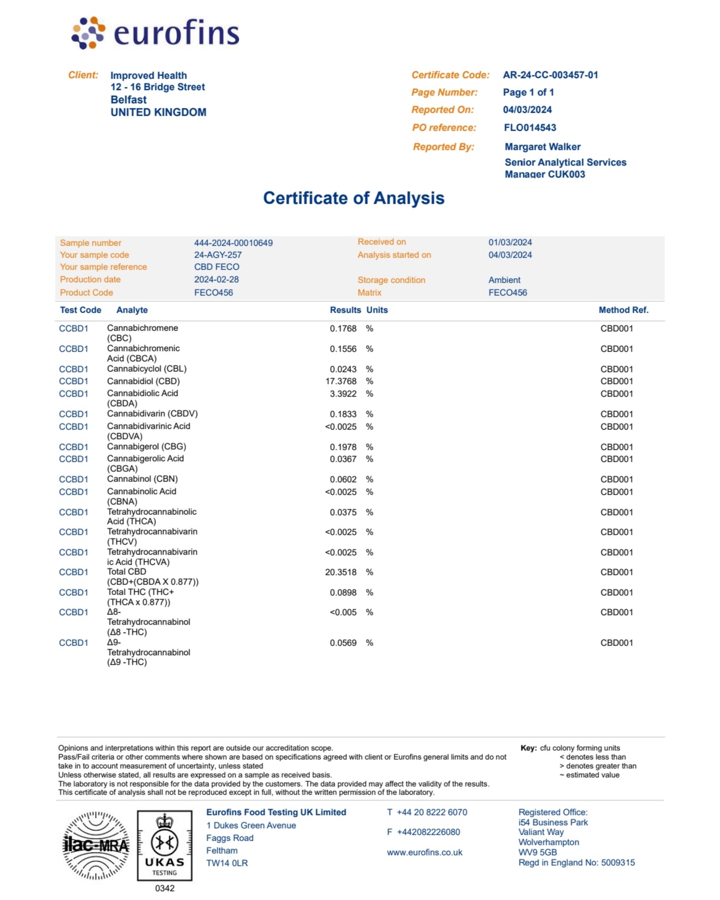 CBD FECO Paste - 2000mg, Full Spectrum, Hemp Seed Oil, Rich in Omega-3 & 6 sample results