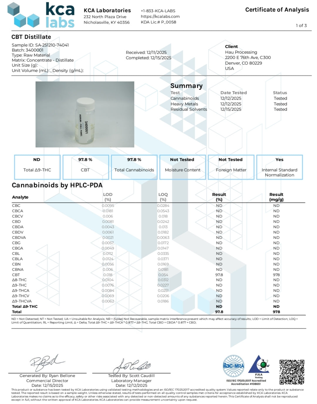 CBT (Cannabitriol) Isolate 97.8% – High-Purity Cannabinoid | 1ml Syringe