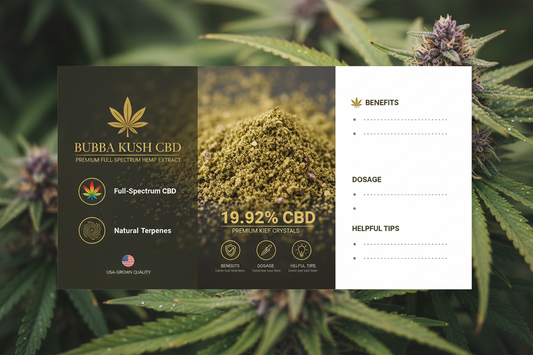 The Ultimate Bubba Kush 59 | Full-spectrum | All Natural Terpenes  | Premium  CBD Kief 19.92% | USA-GROWN Guide - Benefits, Dosage & Tips