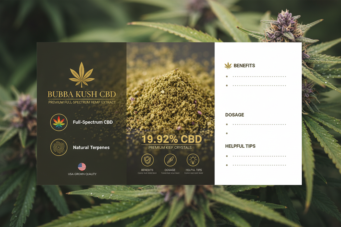 The Ultimate Bubba Kush 59 | Full-spectrum | All Natural Terpenes  | Premium  CBD Kief 19.92% | USA-GROWN Guide - Benefits, Dosage & Tips