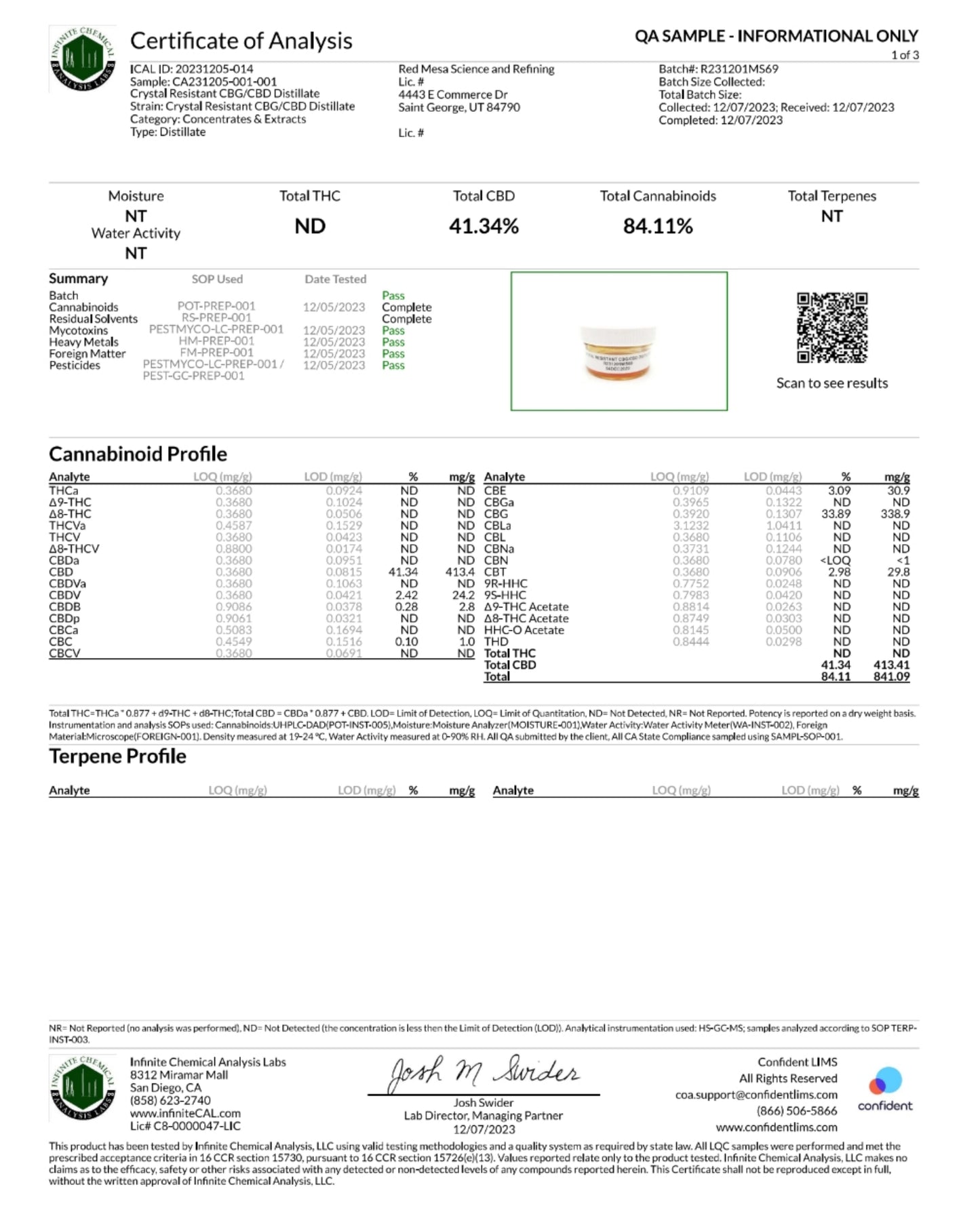 Broad Spectrum CBD/CBG Vape 84.1%