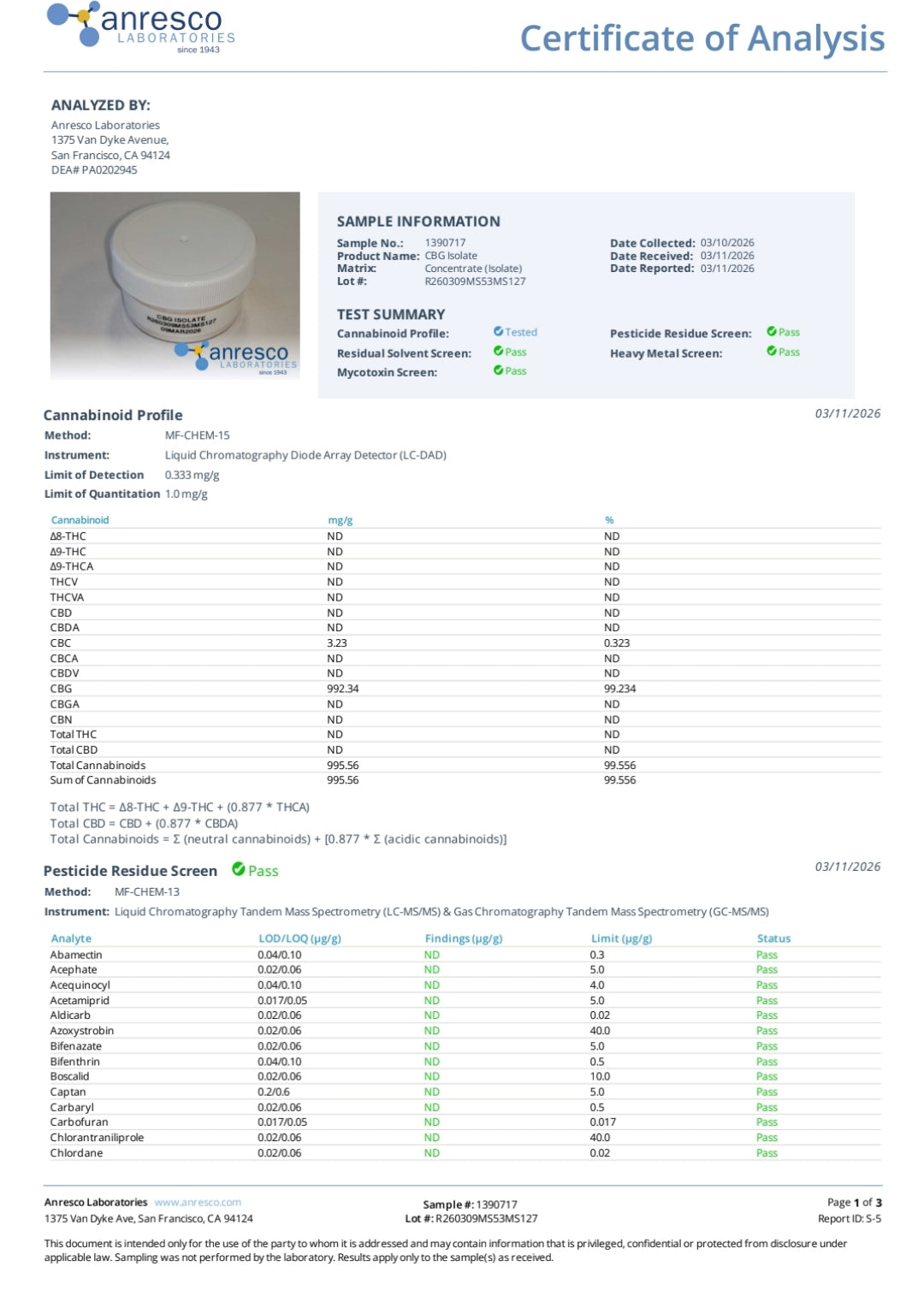 CBG Isolate 99.55% – Pure Cannabigerol Powder | THC-Free