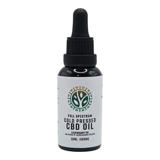 Cold Pressed Organic Indica CBD Oil 1500mg – Legendary OG Full Spectrum Formula